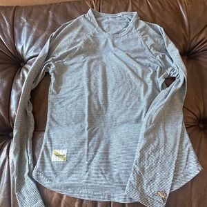 Tracksmith blue and white Striped Long Sleeve Tee